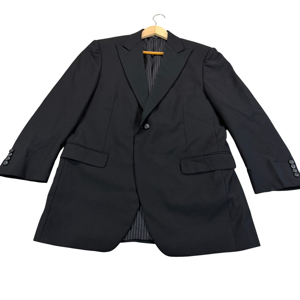 Samuelsohn Mens 41S SB Alton Black Super 120s Wool Peak Lapel Tuxedo Sport Coat